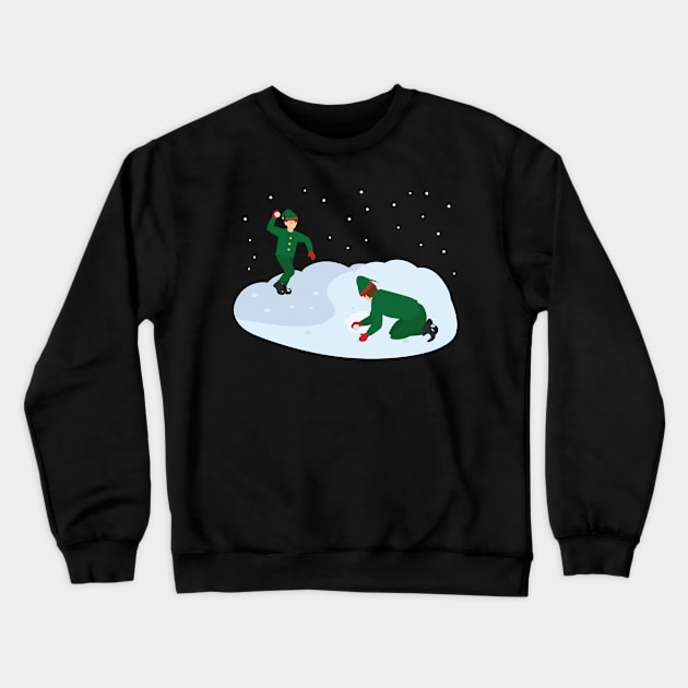 Elves having a snowball fight Crewneck Sweatshirt by holidaystore